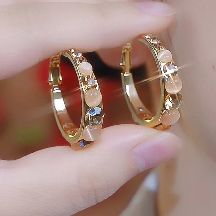 Women's Crystal Beaded Hoop Earrings