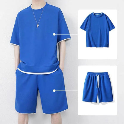 Men's Waffle Knit T-Shirt and Shorts Set