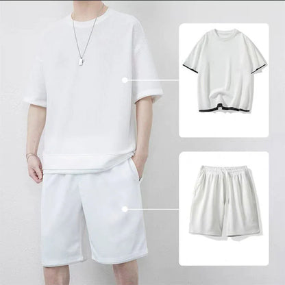 Men's Waffle Knit T-Shirt and Shorts Set