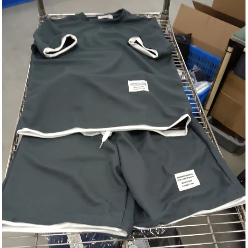 Men's Waffle Knit T-Shirt and Shorts Set