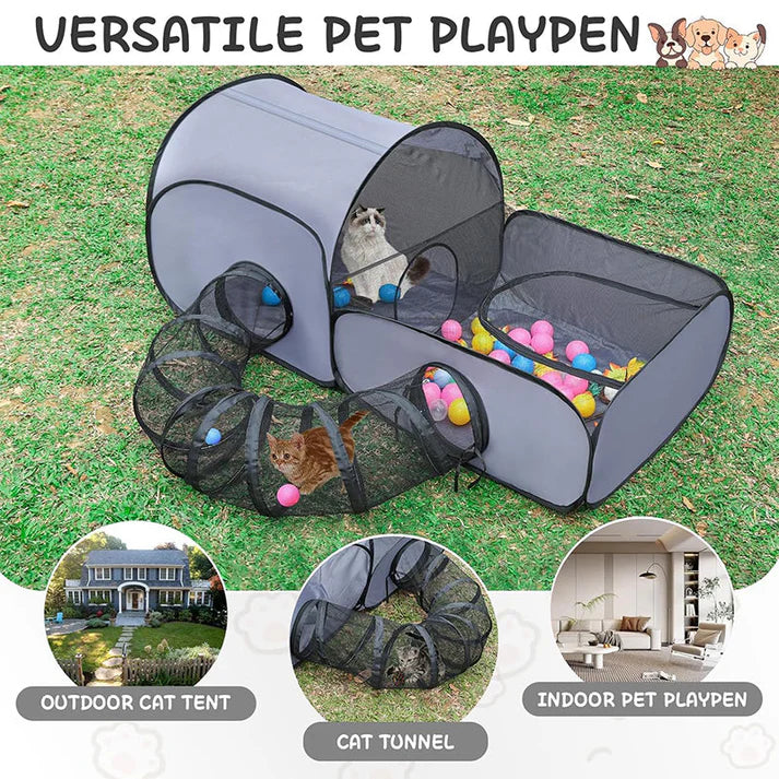 Cat Playpen with Connected Tunnel