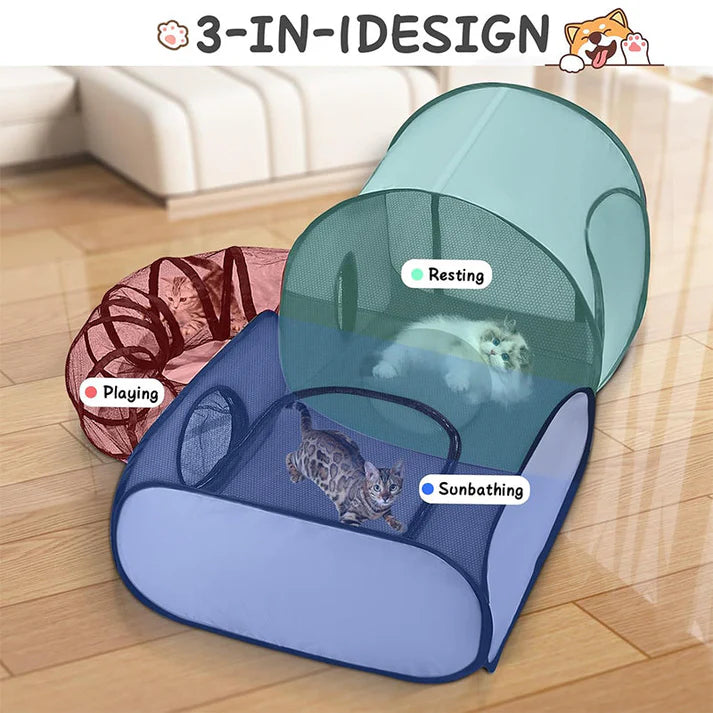Cat Playpen with Connected Tunnel