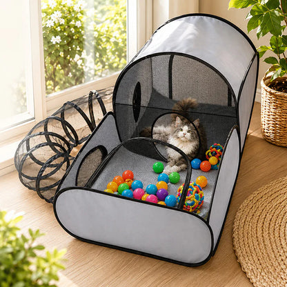 Cat Playpen with Connected Tunnel