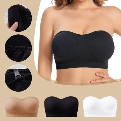 Women's Wireless Bandeau Bra with Removable Straps