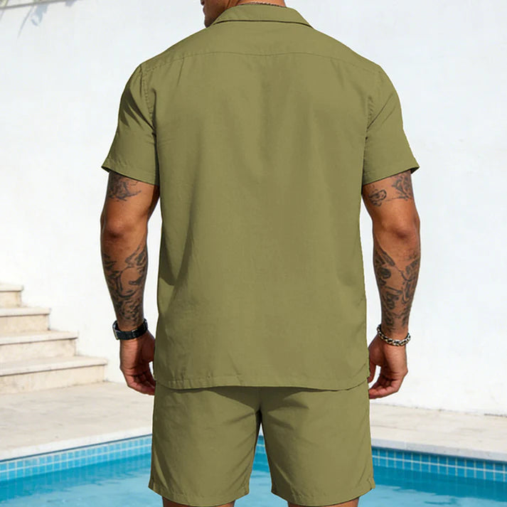 Two-Piece Short-Sleeve Shirt and Shorts Set