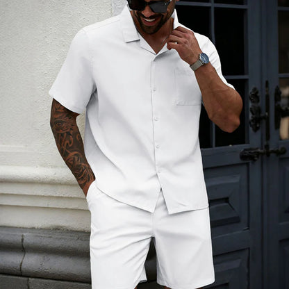 Two-Piece Short-Sleeve Shirt and Shorts Set
