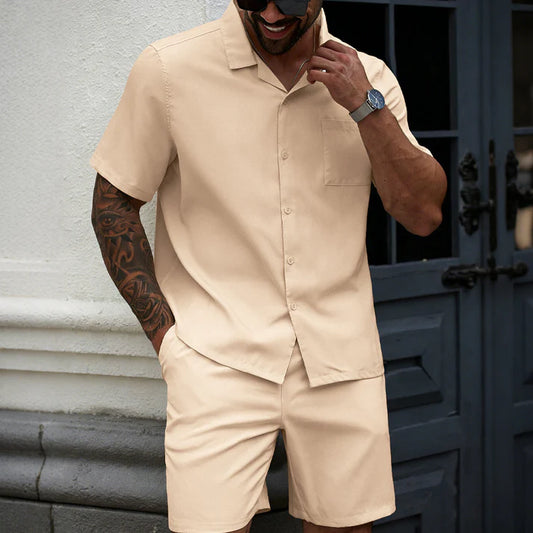 Two-Piece Short-Sleeve Shirt and Shorts Set