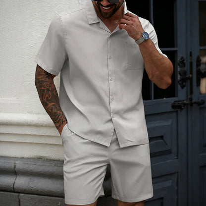 Two-Piece Short-Sleeve Shirt and Shorts Set