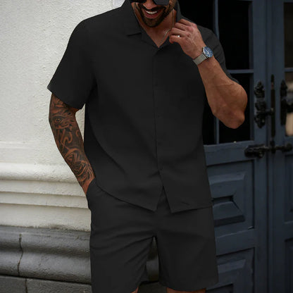 Two-Piece Short-Sleeve Shirt and Shorts Set