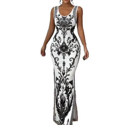 Women's Floral Print Sleeveless Maxi Dress