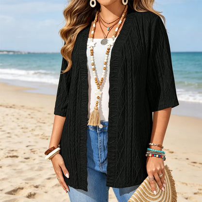 Women's Open-Front Textured Cardigan