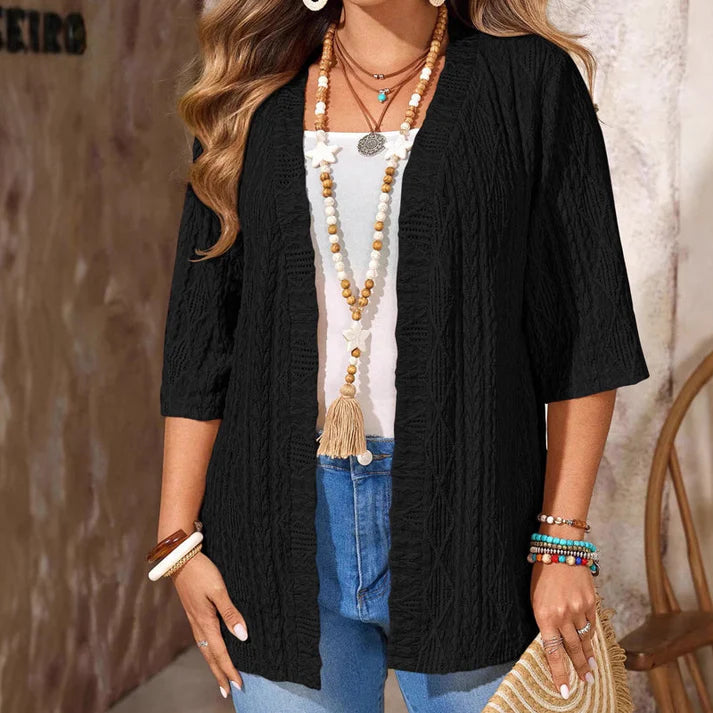 Women's Open-Front Textured Cardigan