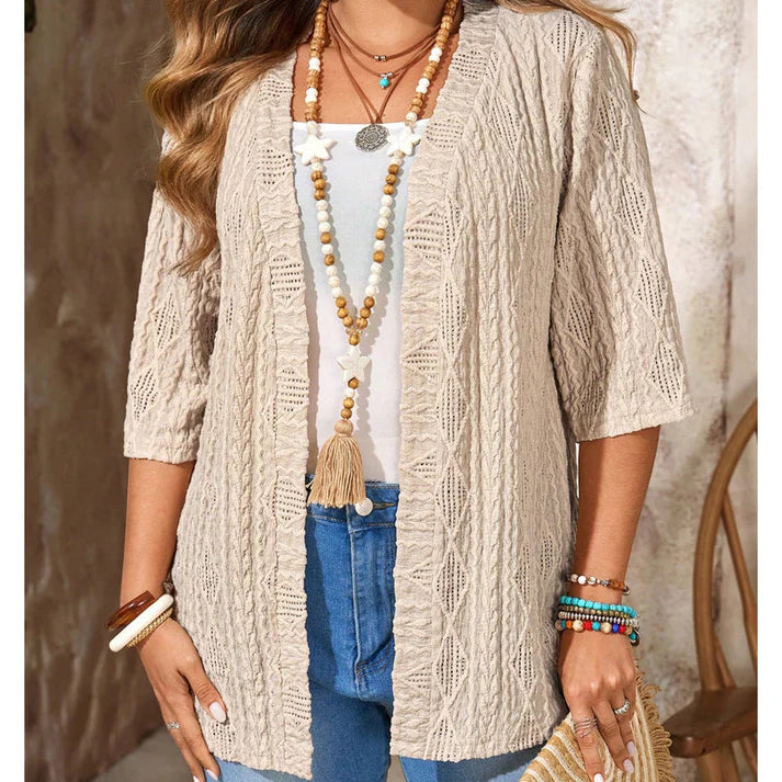 Women's Open-Front Textured Cardigan