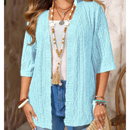Women's Open-Front Textured Cardigan