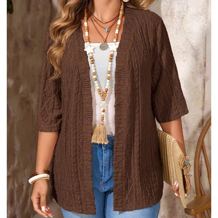 Women's Open-Front Textured Cardigan