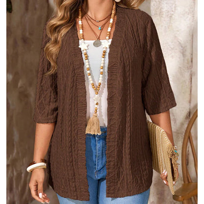 Women's Open-Front Textured Cardigan