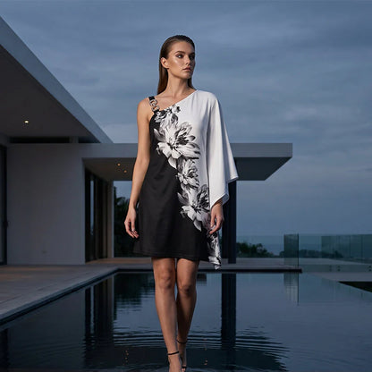 Women's One Shoulder Floral Print Dress