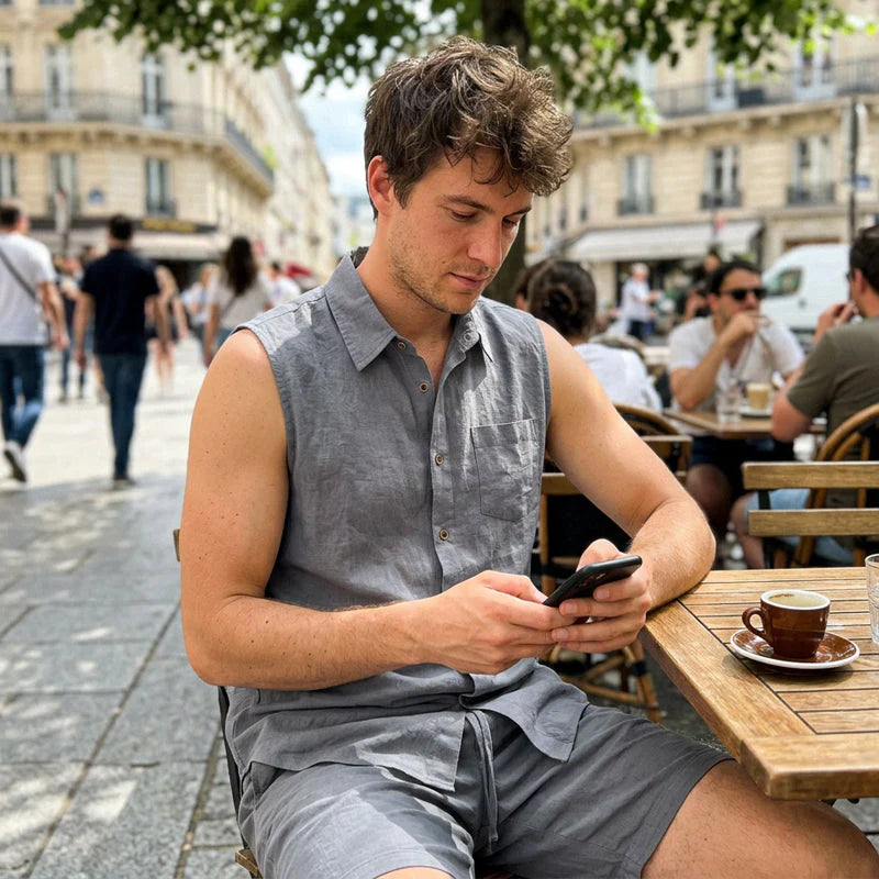 Men's Sleeveless Shirt and Shorts Set