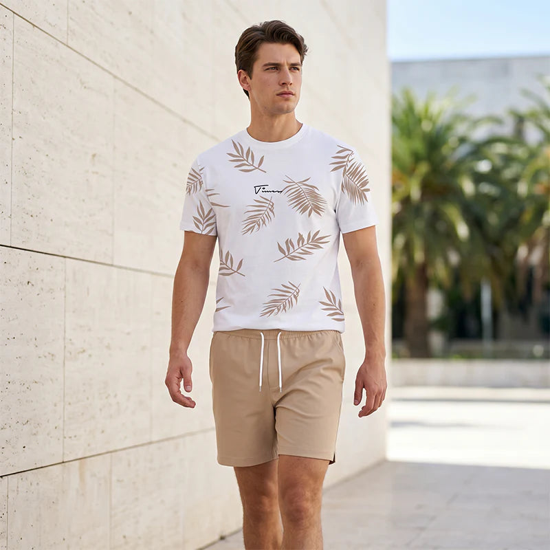 Men's Printed T-Shirt and Shorts Set