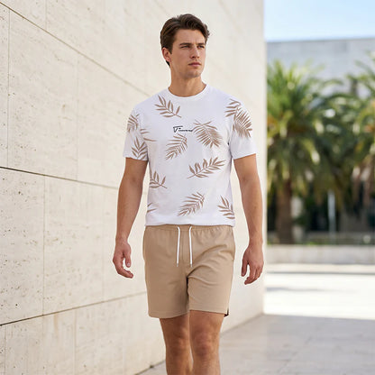 Men's Printed T-Shirt and Shorts Set