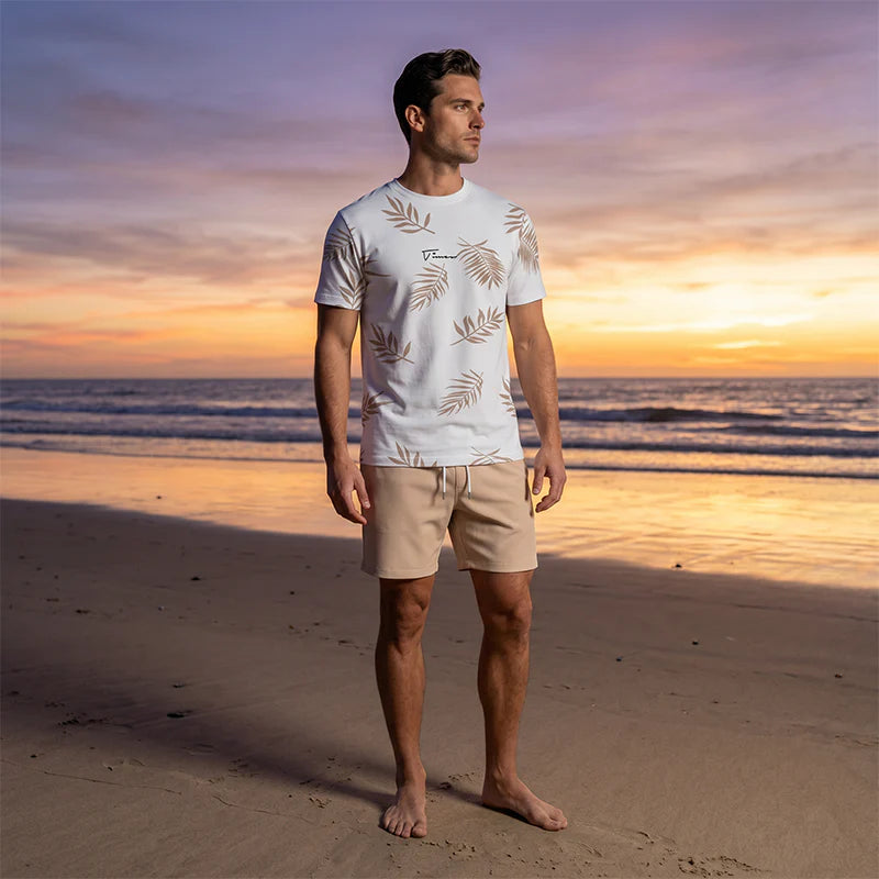 Men's Printed T-Shirt and Shorts Set