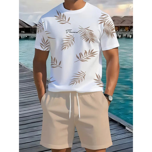Men's Printed T-Shirt and Shorts Set