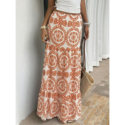 Women's Tiered Flowy Maxi Skirt