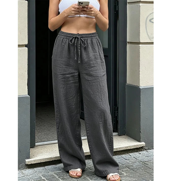 Women's Drawstring Straight Leg Casual Pants