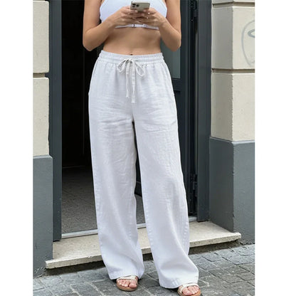 Women's Drawstring Straight Leg Casual Pants