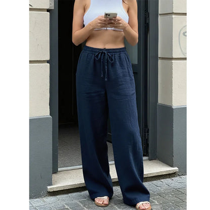 Women's Drawstring Straight Leg Casual Pants