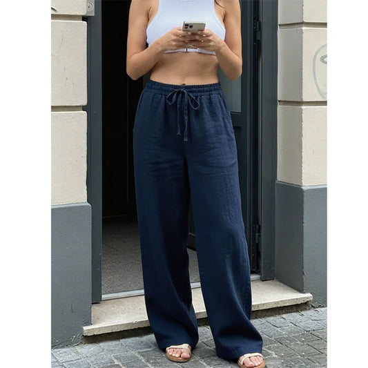 Women's Drawstring Straight Leg Casual Pants