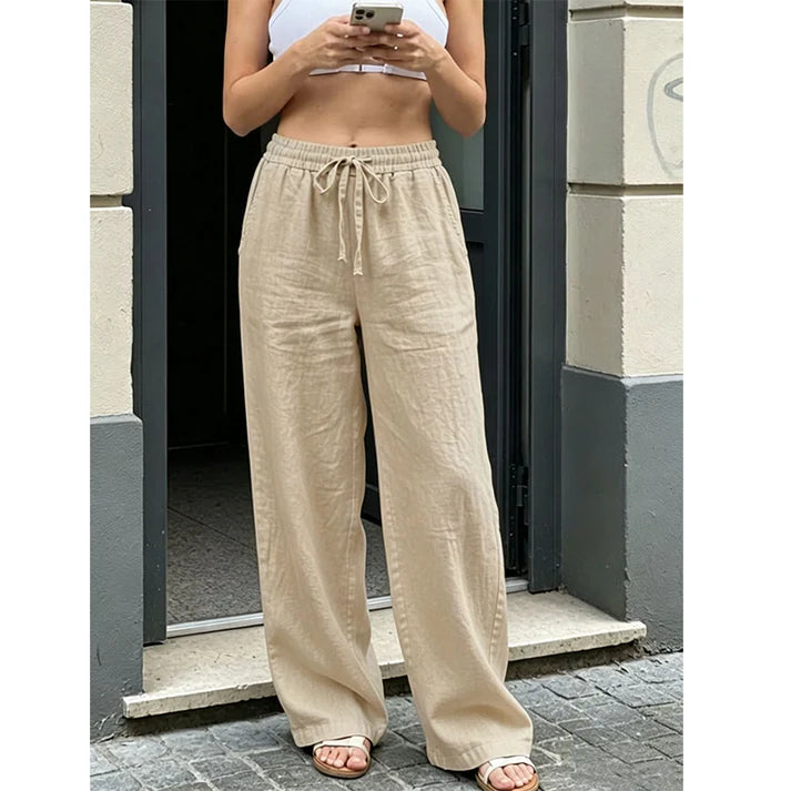 Women's Drawstring Straight Leg Casual Pants