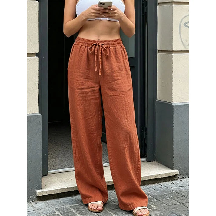 Women's Drawstring Straight Leg Casual Pants