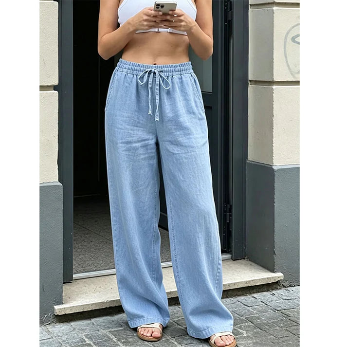 Women's Drawstring Straight Leg Casual Pants