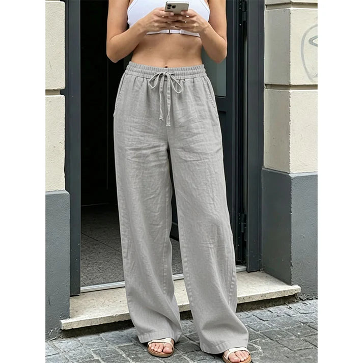 Women's Drawstring Straight Leg Casual Pants