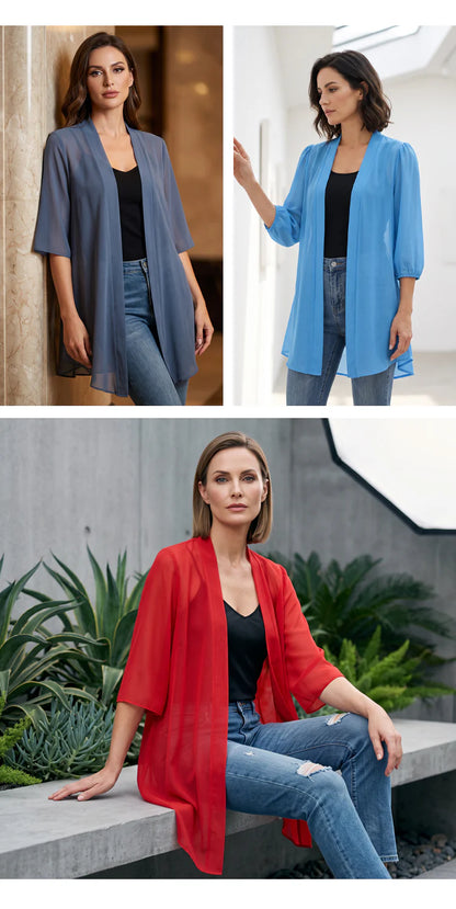 Women's Open-Front Sheer Cardigan