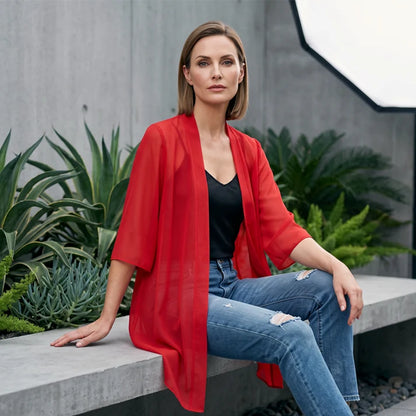 Women's Open-Front Sheer Cardigan