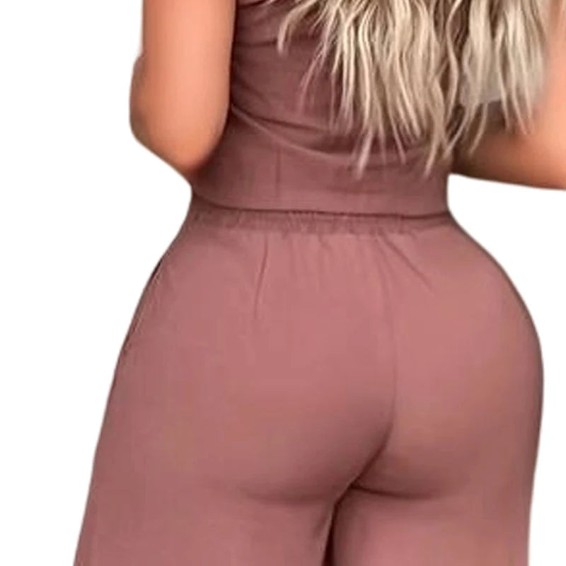 Women's Sleeveless Top & Wide-Leg Pants Set