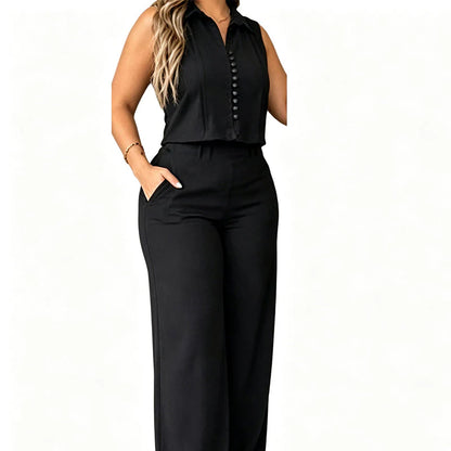 Women's Sleeveless Top & Wide-Leg Pants Set