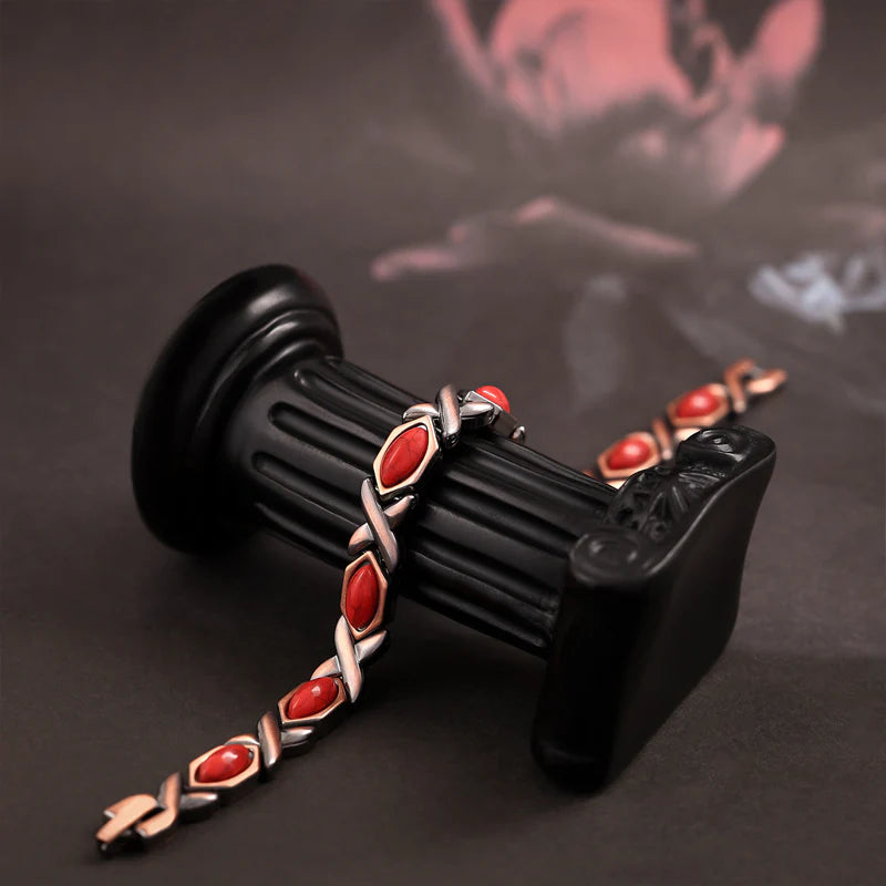 Copper-Tone Link Bracelet with Decorative Inlays