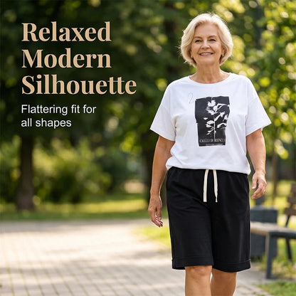 Women's Graphic Asymmetrical Top & Bermuda Shorts Set