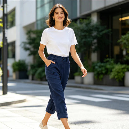 Women's High-Waist Cuffed Pants