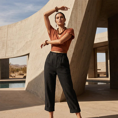 Women's High-Waist Cuffed Pants