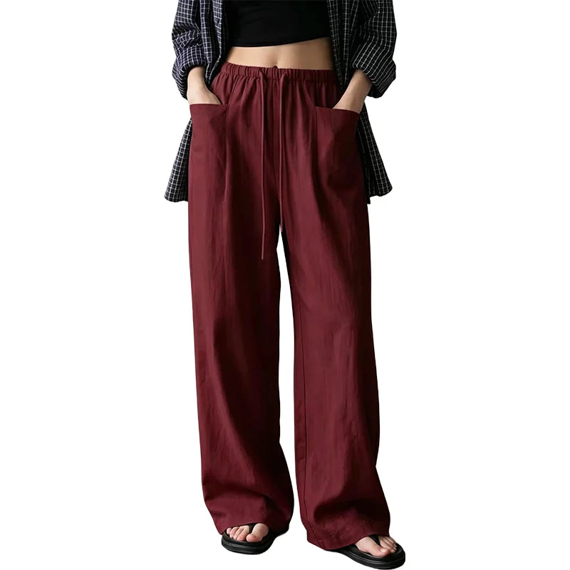 Women's Drawstring Wide-Leg Pants