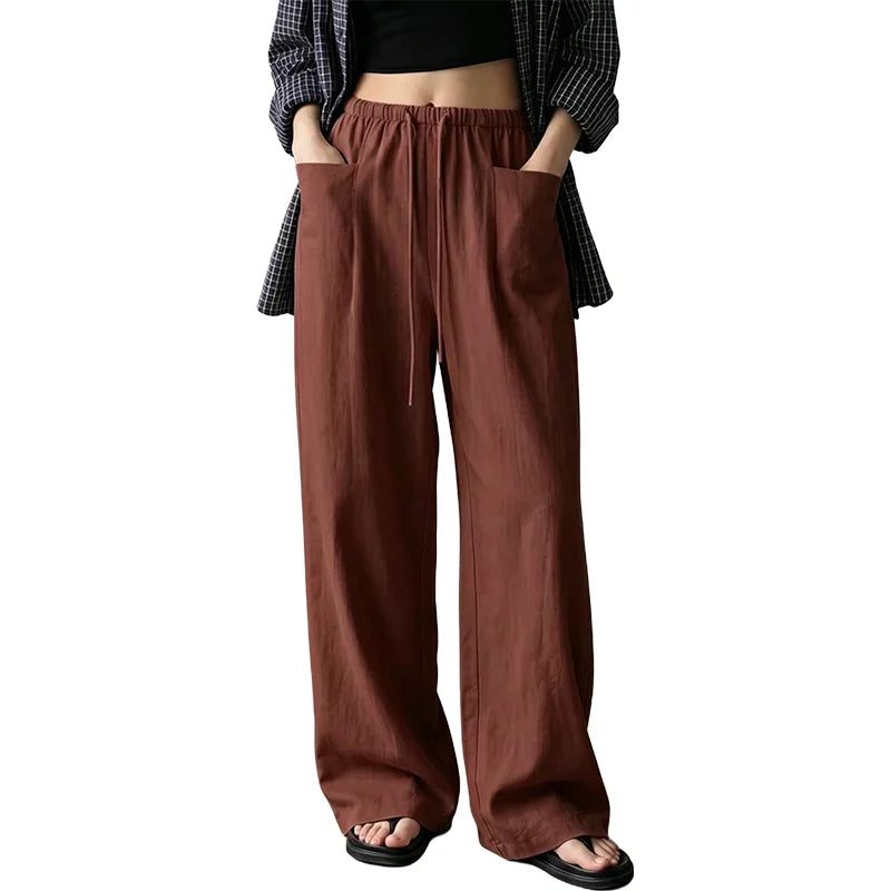 Women's Drawstring Wide-Leg Pants