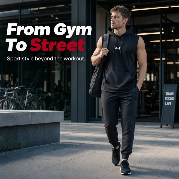 Men's Sleeveless Workout Hoodie Top