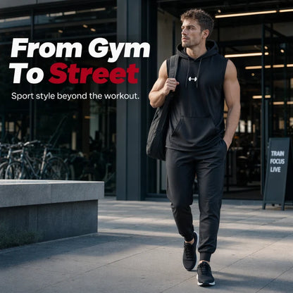 Men's Sleeveless Workout Hoodie Top