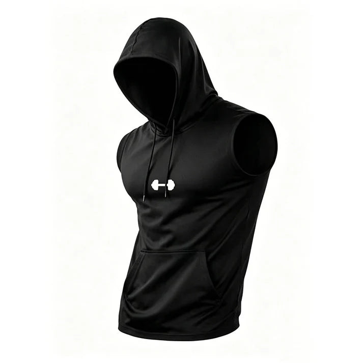 Men's Sleeveless Workout Hoodie Top