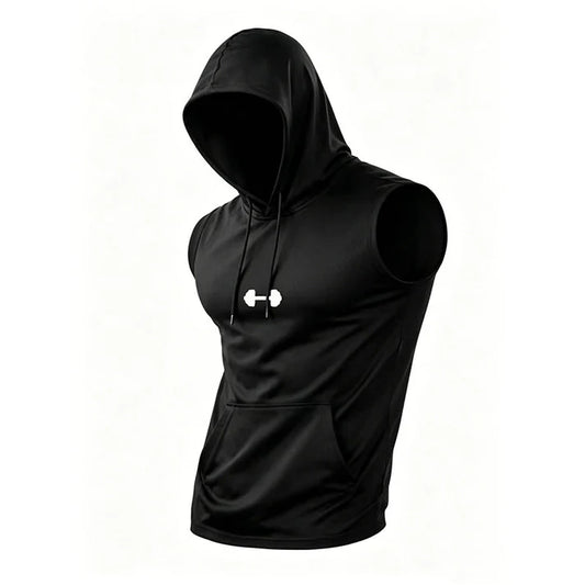 Men's Sleeveless Workout Hoodie Top