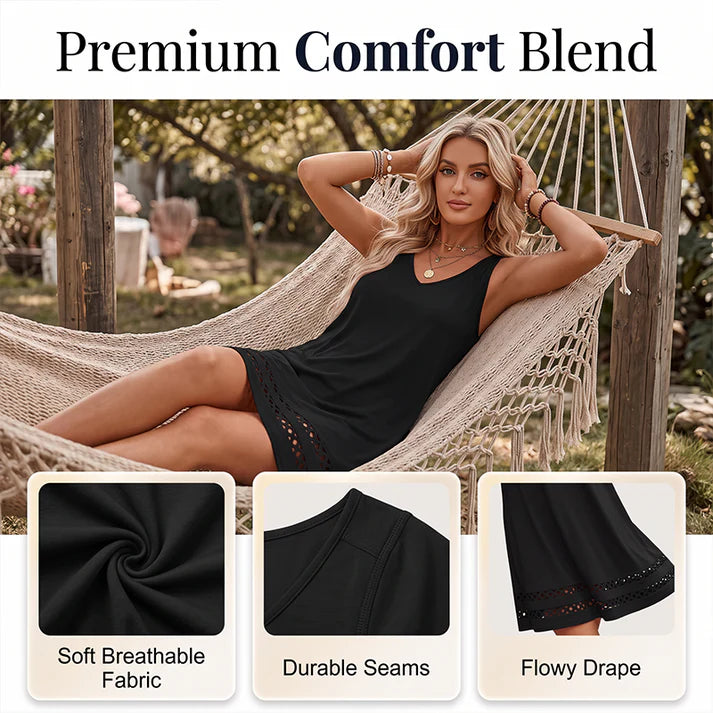 Women's Sleeveless V-Neck Cutout Hem Mini Dress